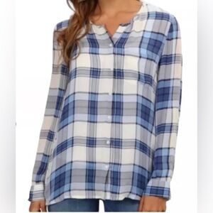 Joie Karina Lightweight Plaid Silk Blouse | Size Small